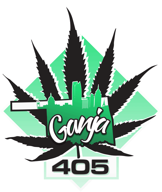 Ganja405 logo — the state of Oklahoma with the Oklahoma City skyline